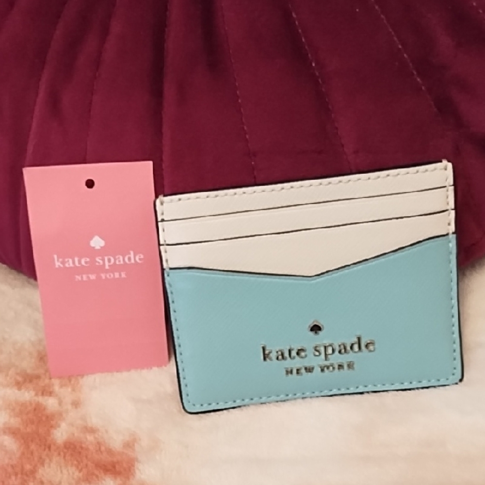 Kate Spade Staci Colorblock Card Holder Saffiano Leather New With Minor Defect